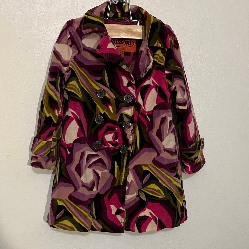 Floral overcoat size 18M 24M by Missoni for Target cotton velvet double breasted